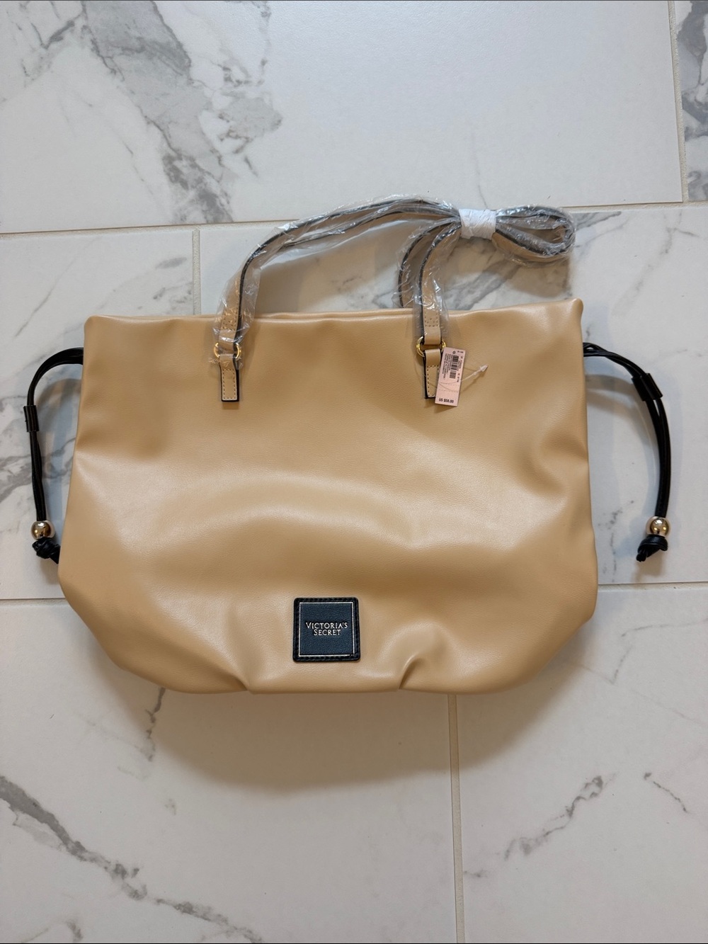 Victoria's Secret Beige Tote with Side Drawstrings